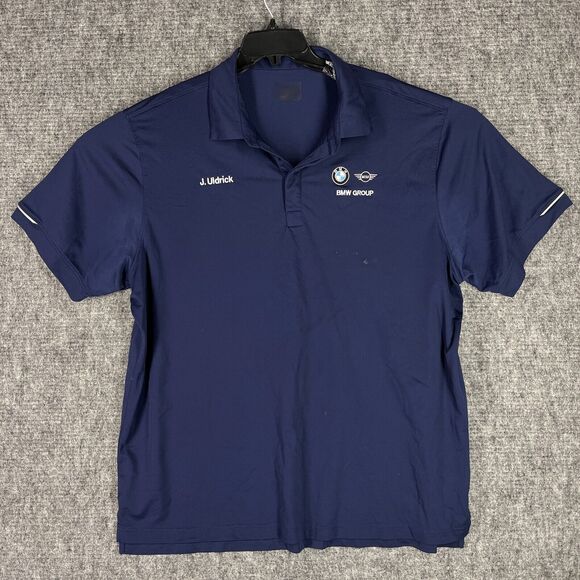 BMW Shirt Mens XL Mini Cooper Employee Polo Uniform Oobe Rugby Blue Short-sleeve - Picture 1 of 9